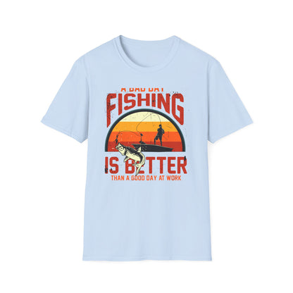 Hilarious "Bad Day Fishing" T-Shirt - Epic Angler Gift for Men & Women | Retro Sunset Bass Fishing Tee