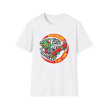 Rad Skater Zombie T-Shirt - 'Skateboard 2020 Is Not Crime' Bold Graphic Tee | Epic Streetwear Statement Apparel