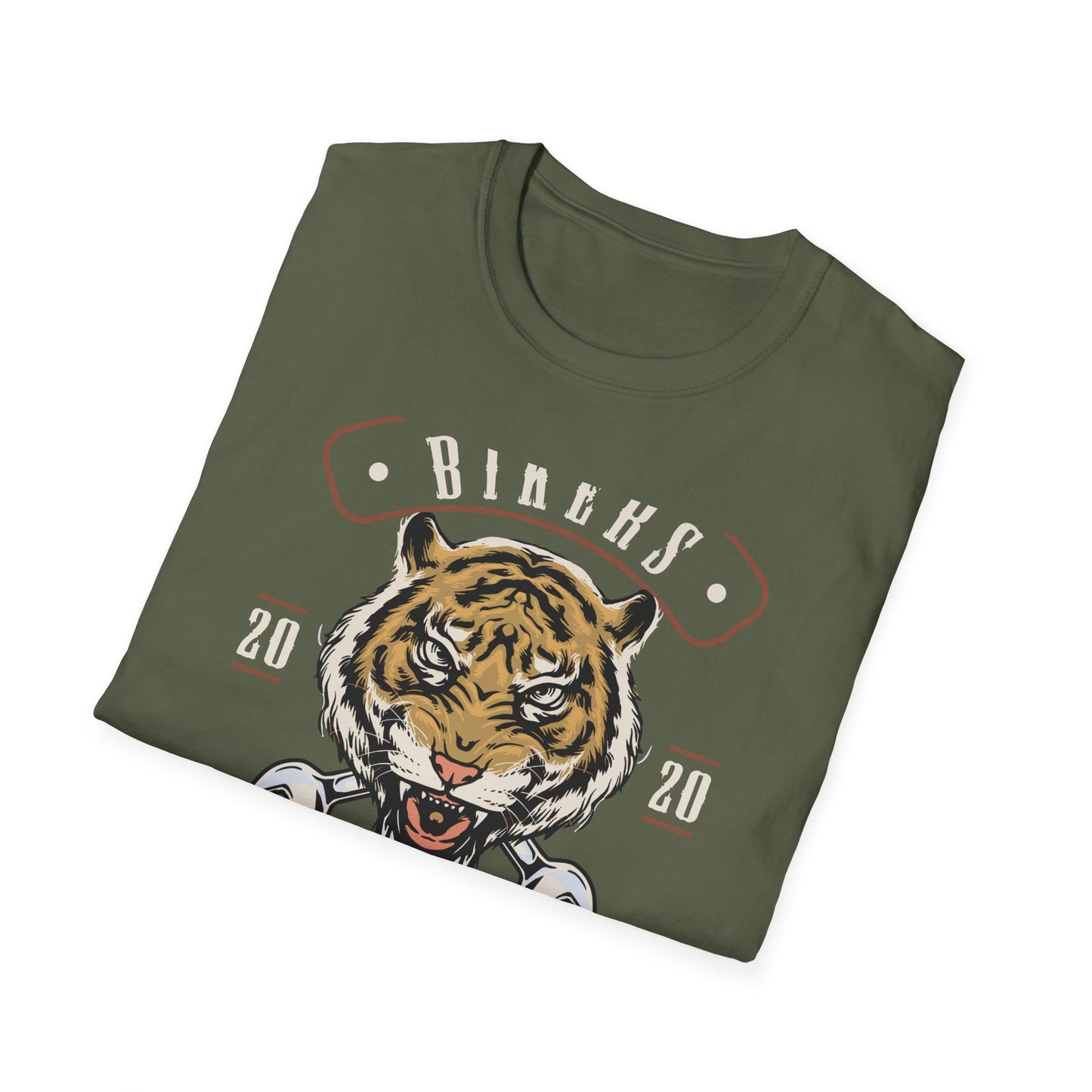 Epic Roaring Tiger Biker T-Shirt - Motorcycle Mechanic Wrench Tee - "Bikers For Life" Vintage Design Gift