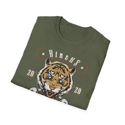 Epic Roaring Tiger Biker T-Shirt - Motorcycle Mechanic Wrench Tee - "Bikers For Life" Vintage Design Gift
