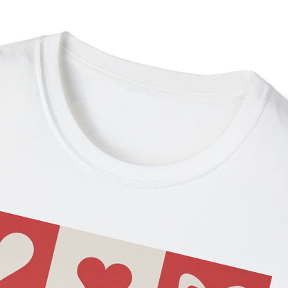 Charming Hearts & Bows Checkerboard T-Shirt | Sweet Love Pattern Tee | Perfect Valentine's Day Gift for Her
