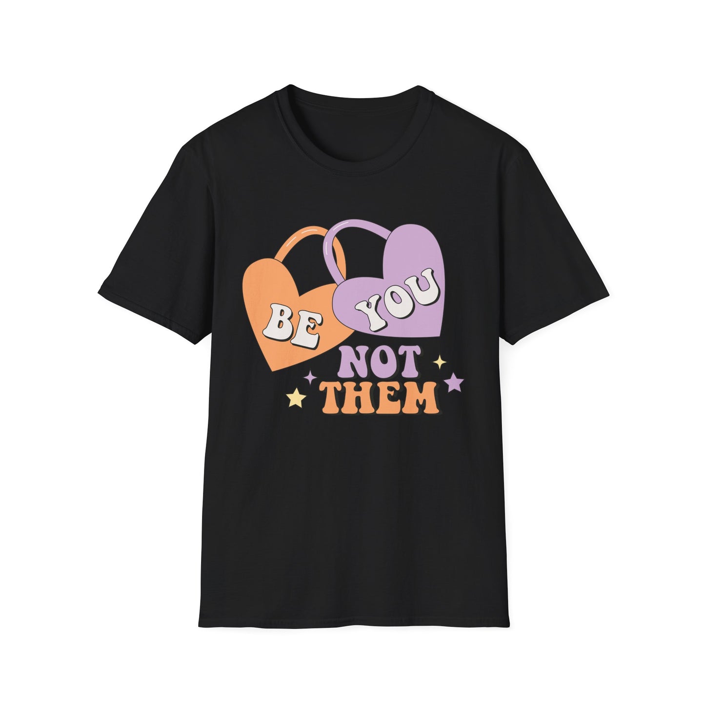 Inspiring 'Be You Not Them' T-Shirt | Retro Heart Self-Love Tee for Women & Teens | Empowering Groovy Style