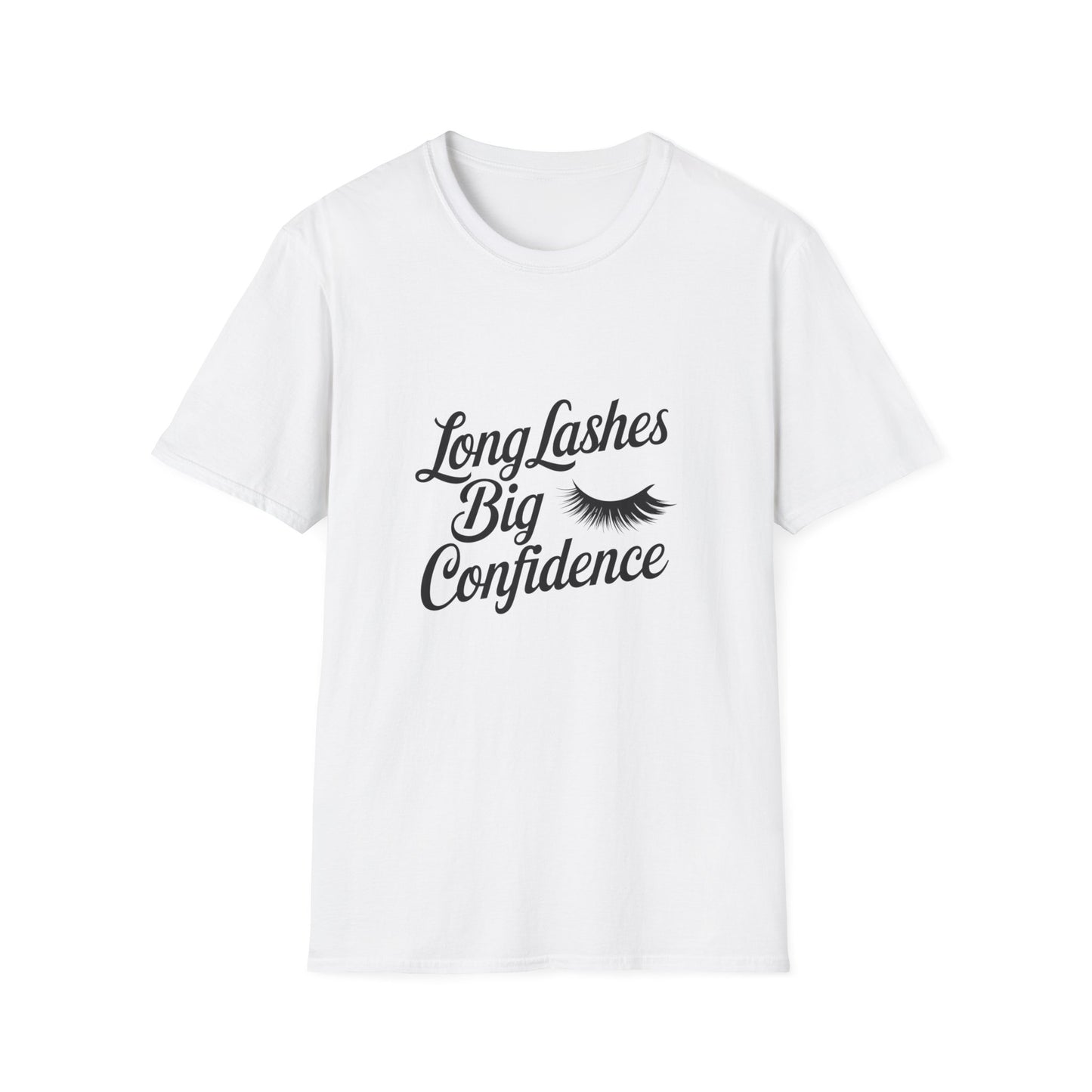 Glamorous Long Lashes Big Confidence T-Shirt | Empowering Women's Beauty & Makeup Lover Tee