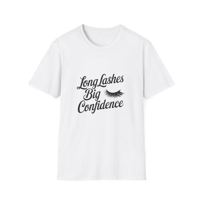 Glamorous Long Lashes Big Confidence T-Shirt | Empowering Women's Beauty & Makeup Lover Tee