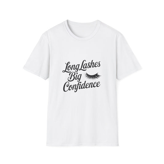 Glamorous Long Lashes Big Confidence T-Shirt | Empowering Women's Beauty & Makeup Lover Tee