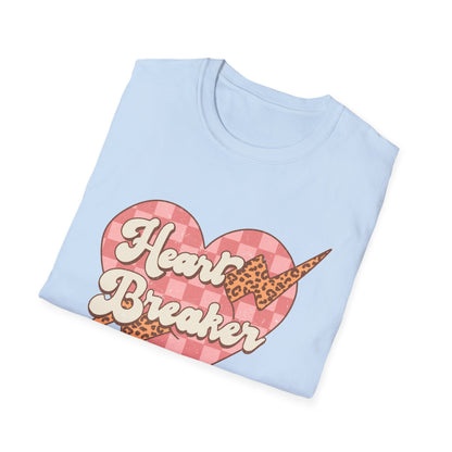 Trendy Heart Breaker T-Shirt - Sassy Leopard Print Lightning Bolt Checkered Heart Tee for Women