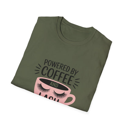 Ultimate Powered By Coffee & Lash Extensions T-Shirt | Trendy Beauty Lover & Lash Tech Gift Tee