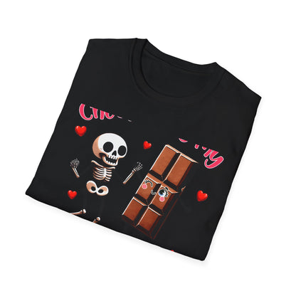 Funny Skeleton & Chocolate Valentine T-Shirt - Adorable 'Chocolate is My Valentine' Tee for Sweethearts & Singles