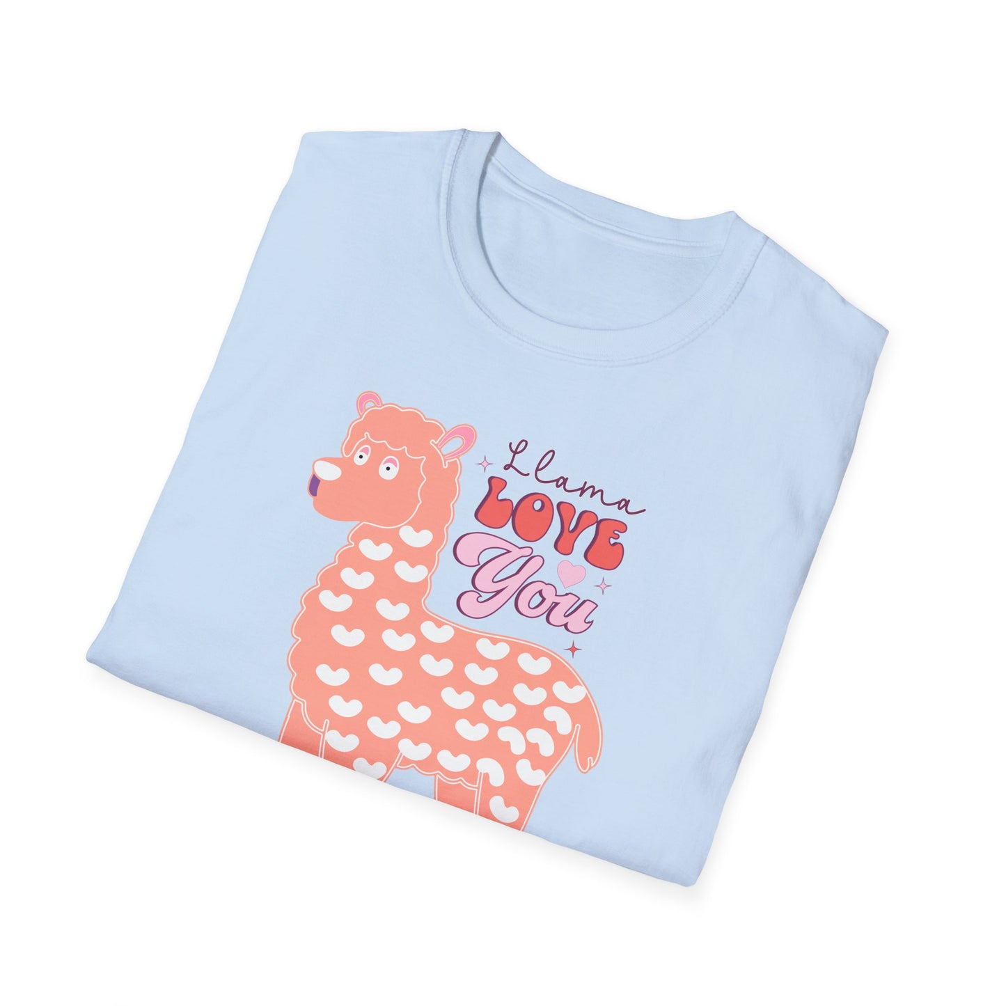 Sweet Llama Love You T-Shirt - Adorable Pink Llama Tee with Hearts & Stars - Perfect Valentine's Day Gift