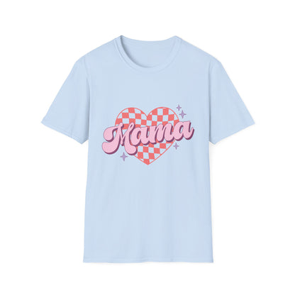 Groovy Mama T-Shirt - Retro Checkerboard Heart Design for Chic Moms | Trendy Mother's Day Gift Tee