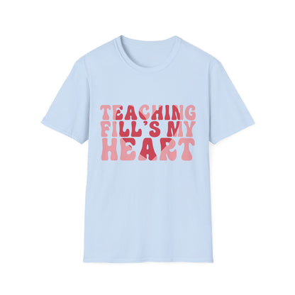 Inspiring Teacher T-Shirt: 'Teaching Fill's My Heart' Groovy Retro Educator Appreciation Tee - Perfect Gift!