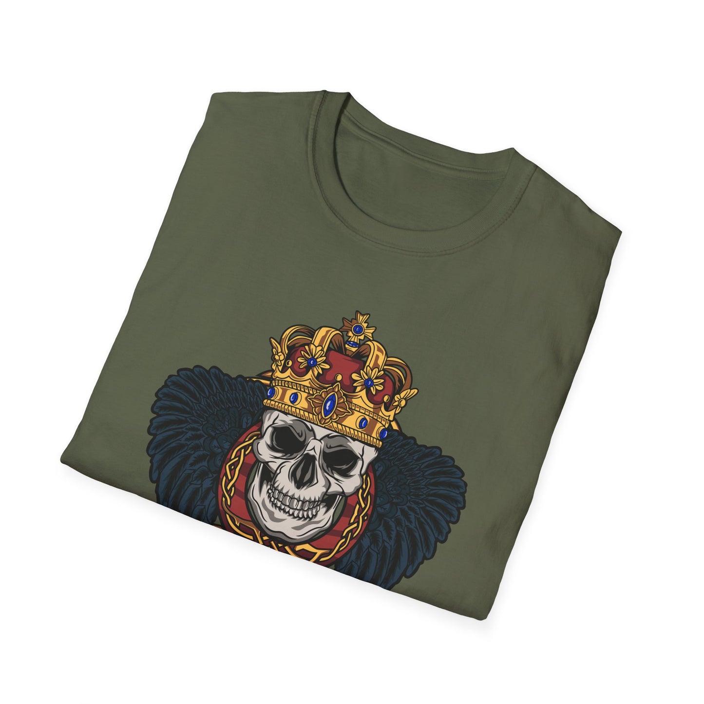 Majestic Regal Skull T-Shirt | Crowned King Skull with Dark Wings & Celtic Knot | Gothic Fantasy Apparel Gift