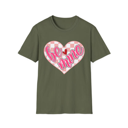 Trendy 'Be Mine' Valentine's T-Shirt | Cute Pink Checkerboard Heart Tee | Retro Y2K Love Gift for Her