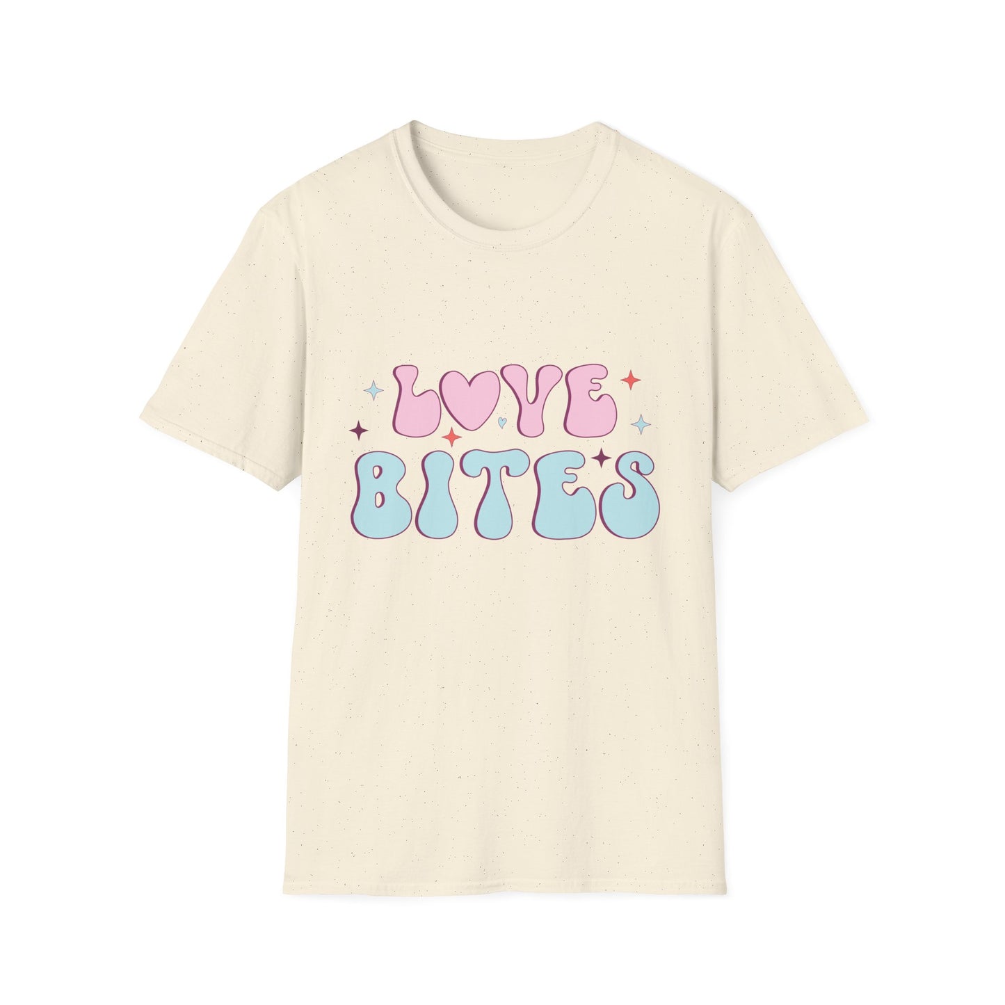Trendy Love Bites T-Shirt | Groovy Retro Y2K Pink Blue Hearts & Stars Valentine's Day Tee | Adorable Aesthetic Top
