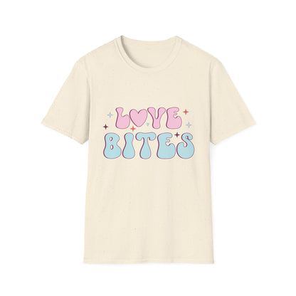 Trendy Love Bites T-Shirt | Groovy Retro Y2K Pink Blue Hearts & Stars Valentine's Day Tee | Adorable Aesthetic Top