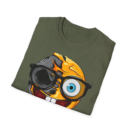 Bold Melting Skull Emoji T-Shirt | Edgy Dripping Face with Cool Glasses | Unique Trendy Tee for Halloween & Streetwear Lovers