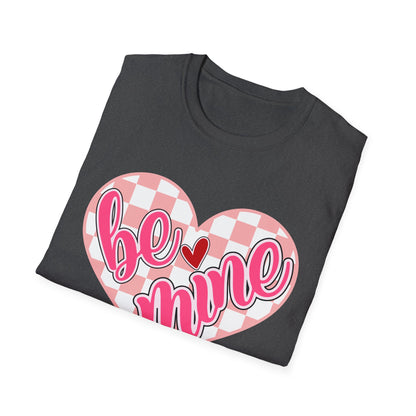 Trendy 'Be Mine' Valentine's T-Shirt | Cute Pink Checkerboard Heart Tee | Retro Y2K Love Gift for Her