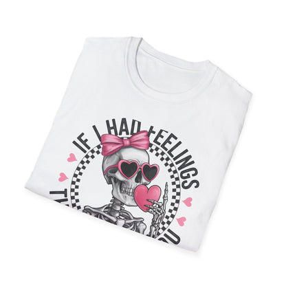 Sarcastic Skeleton Love T-Shirt | Edgy Pink Heart Sunglasses & Bow Graphic Tee | Funny Valentine's Day Gift for Her