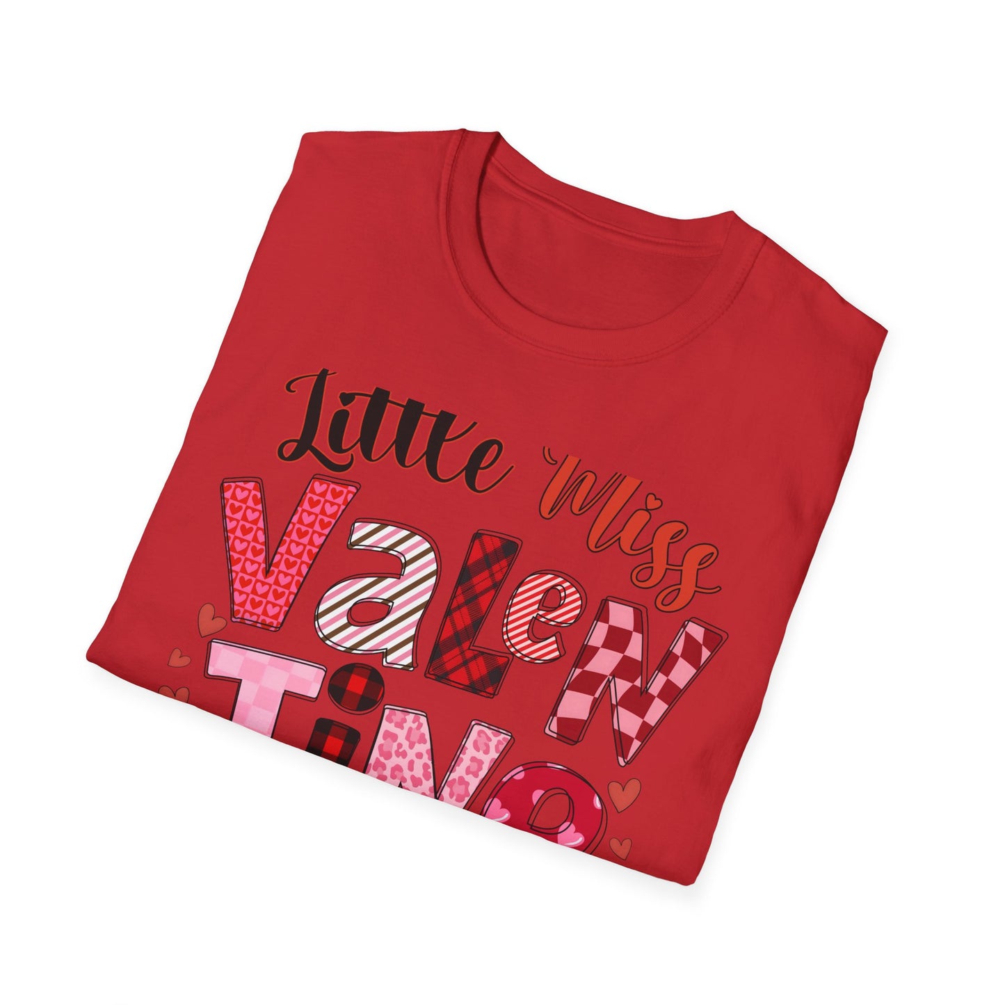 Charming Little Miss Valentine T-Shirt | Girls' Trendy Mixed Pattern Heart Day Tee