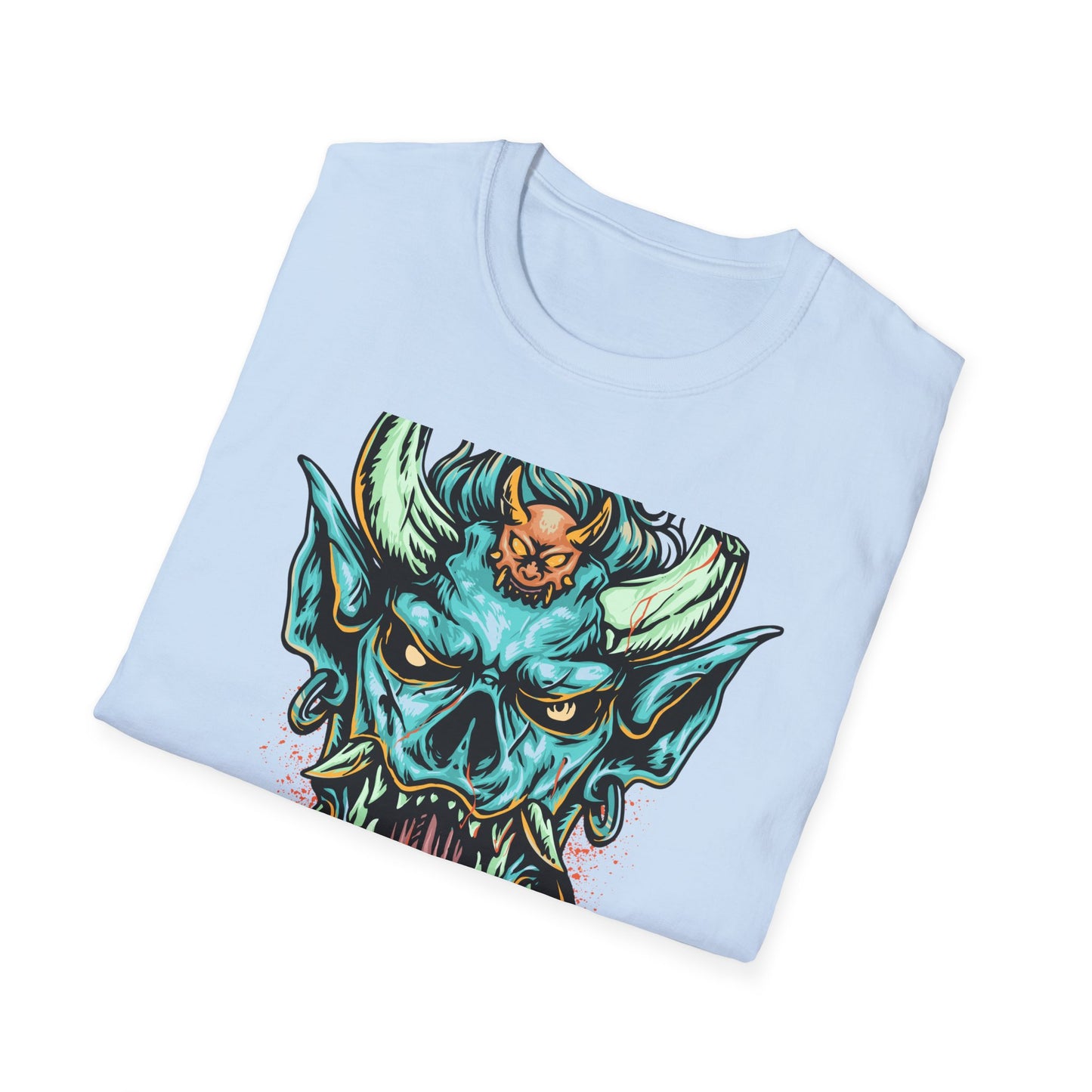 Fierce Oni Demon Mask T-Shirt | Vibrant Mythical Beast Graphic Tee | Unleash Your Bold & Edgy Style