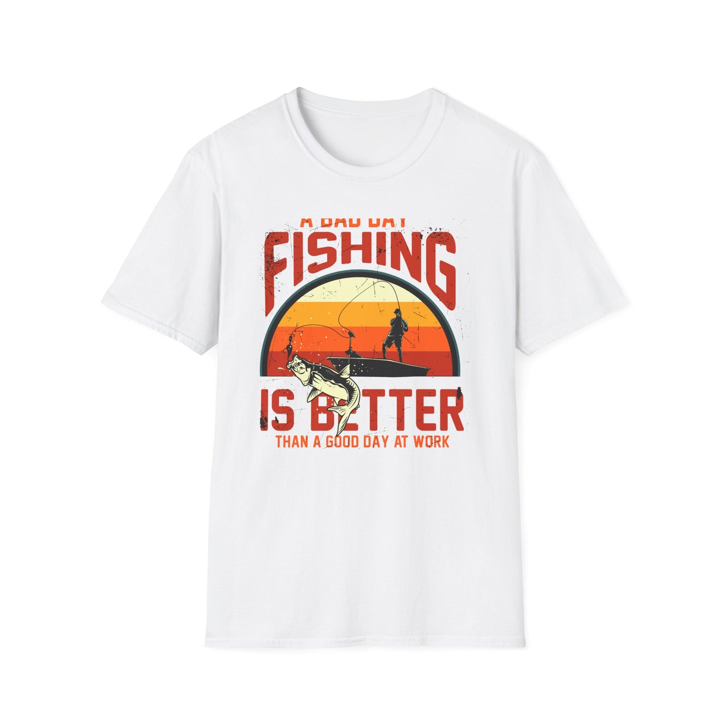 Hilarious "Bad Day Fishing" T-Shirt - Epic Angler Gift for Men & Women | Retro Sunset Bass Fishing Tee