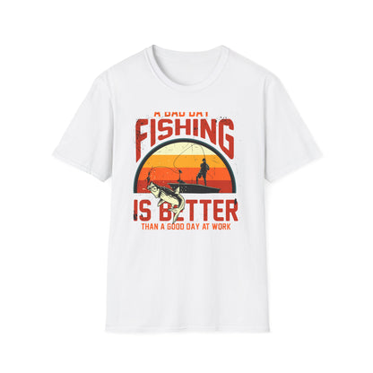 Hilarious "Bad Day Fishing" T-Shirt - Epic Angler Gift for Men & Women | Retro Sunset Bass Fishing Tee