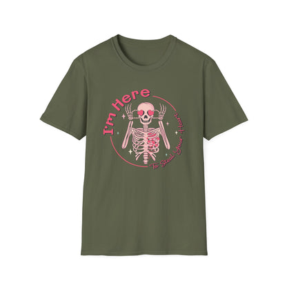 Charming Skeleton Love T-Shirt: "I'm Here To Steal Your Heart" Valentine's Day Graphic Tee – Unique Romantic Gift