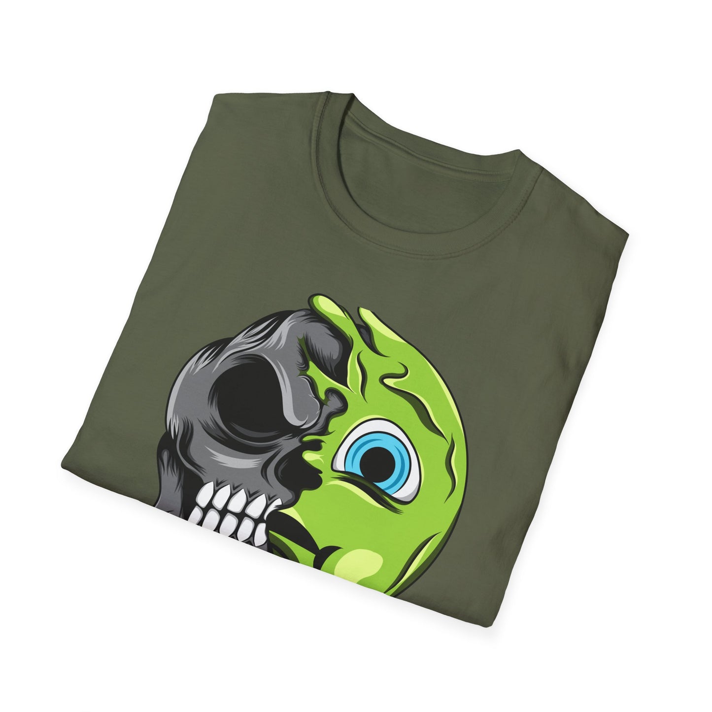 Epic Melting Skull & Slime T-Shirt - Vibrant Half-Skull Gooey Monster Graphic Tee for Edgy & Alternative Style