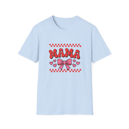 Vibrant Groovy Mama T-Shirt for Mom | Pink Bow, Hearts & Checkerboard | Chic Mother's Day Gift
