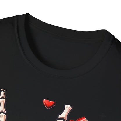 Unleash Your Dark Romance: 'Loved to Dead' Skeleton Rock Hand Rose T-Shirt | Edgy Gothic Valentine's Gift