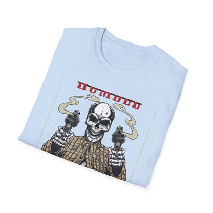 Stay Humble Hustle Hard Skull T-Shirt - Edgy Revolver Streetwear Tee for Men - Bold Urban Motivational Apparel