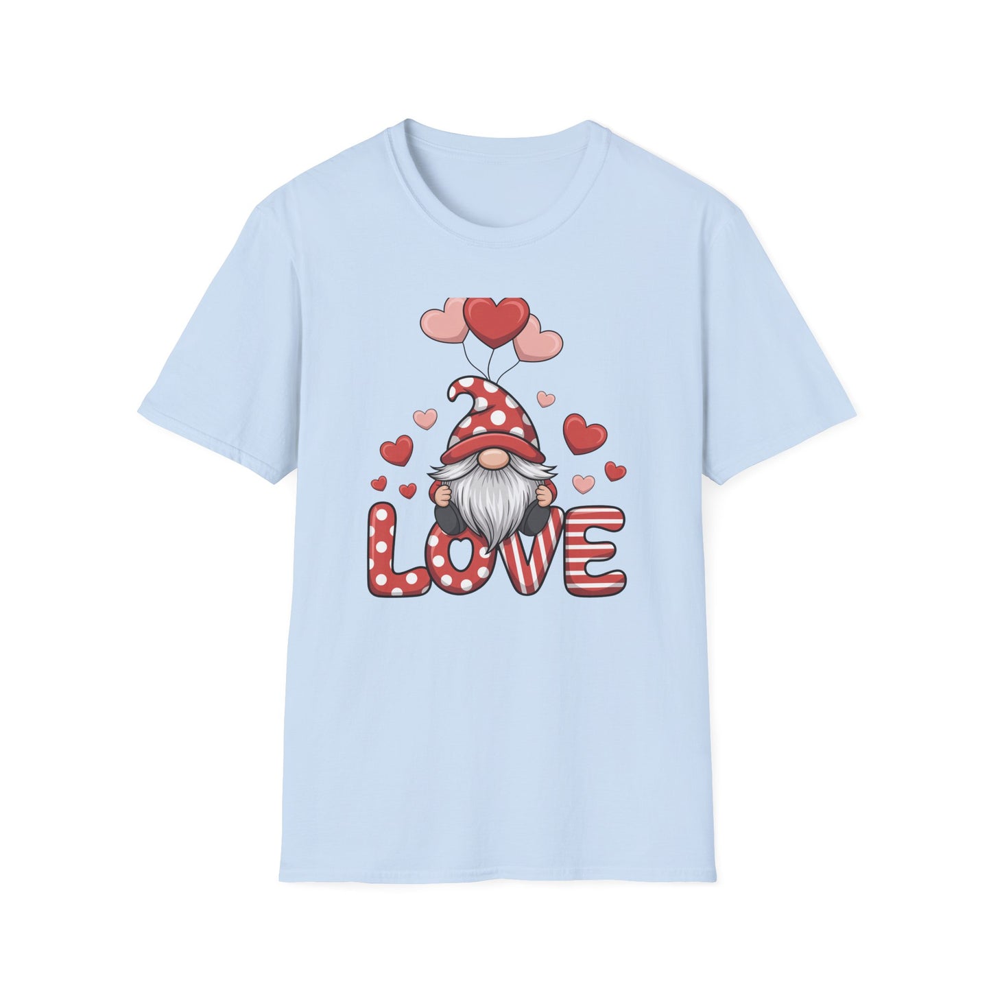 Charming Valentine Gnome Love T-Shirt | Cute Heart Design & Polka Dot Hat | Sweet Holiday Gift for Her