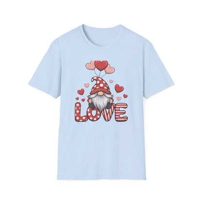 Charming Valentine Gnome Love T-Shirt | Cute Heart Design & Polka Dot Hat | Sweet Holiday Gift for Her
