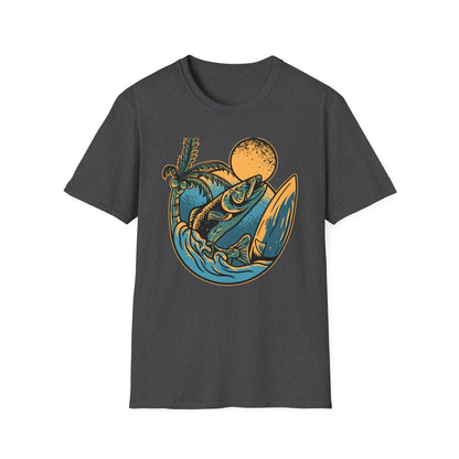 Epic Jumping Fish T-Shirt - Vintage Tropical Ocean Surf & Fishing Tee for Beach Lovers & Anglers - Cool Summer Apparel