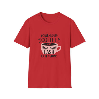 Ultimate Powered By Coffee & Lash Extensions T-Shirt | Trendy Beauty Lover & Lash Tech Gift Tee