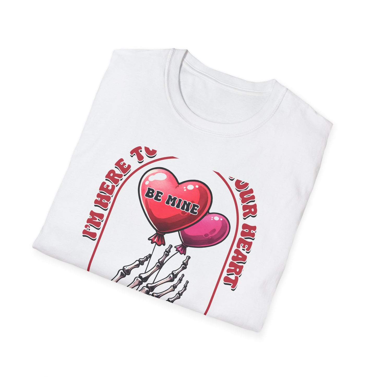 Edgy 'Steal Your Heart' T-Shirt | Skeleton Hand & Heart Balloons | Unique Valentine's Day Love Tee for Couples
