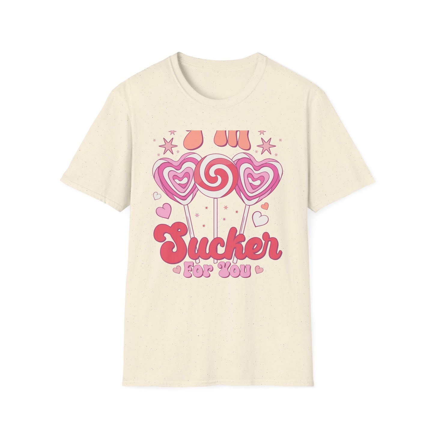 Groovy "I'm a Sucker For You" T-Shirt | Sweet Valentine's Day Love Tee | Retro Candy Heart & Lollipop Design