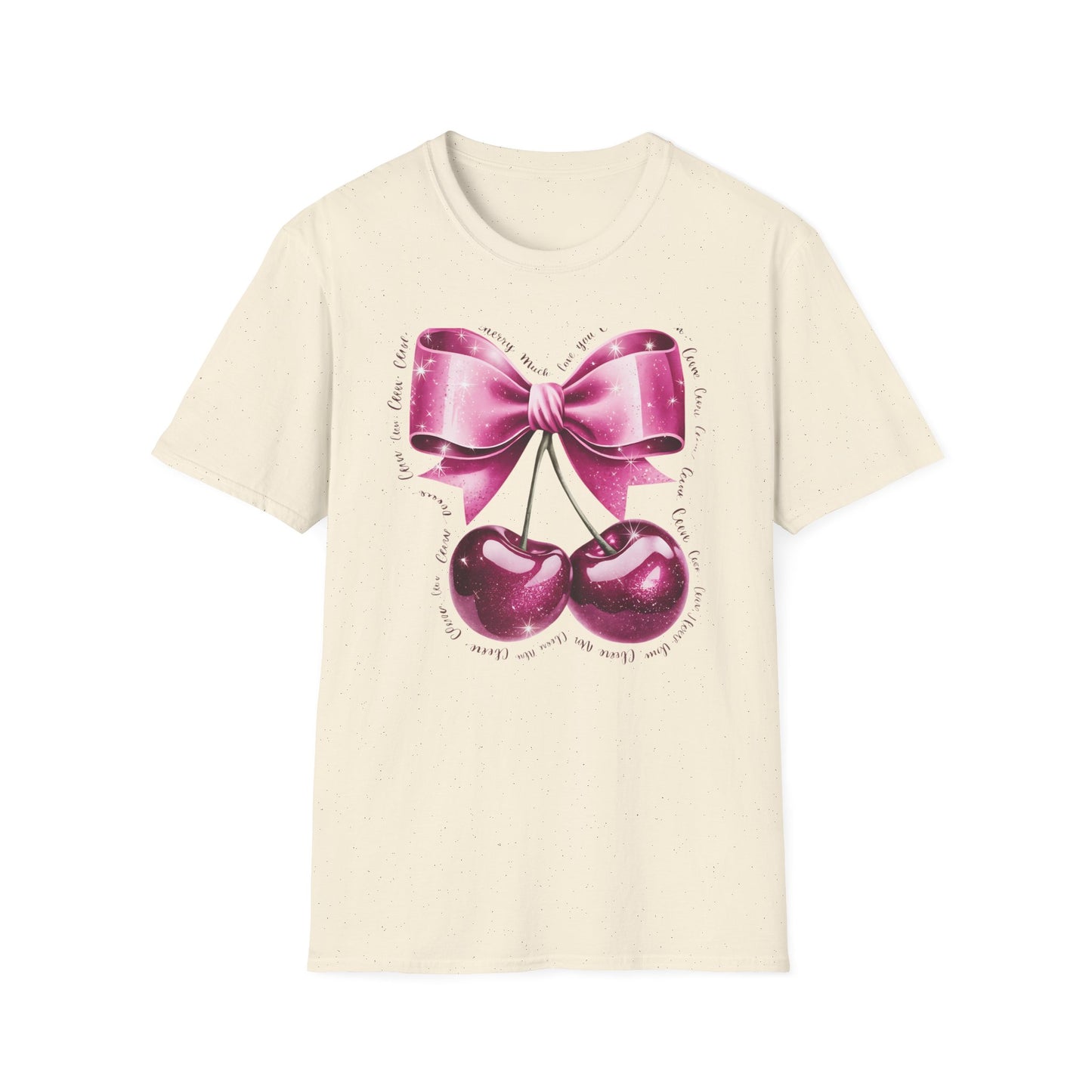 Sparkling Pink Cherry Love T-Shirt - Adorable Bow & Sweet Cherries Romantic Gift Tee for Her