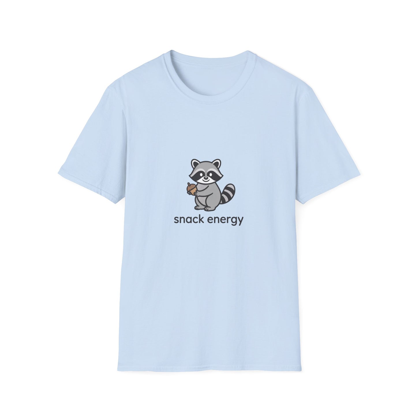 Adorable Raccoon Snack Energy T-Shirt | Cute Acorn Lover Tee | Irresistible Comfy Animal Graphic Shirt for Daily Boost