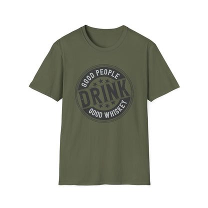 Vintage 'Good People Drink Good Whiskey' T-Shirt | Classic Whiskey Lover Tee for Bar Nights & Gifts