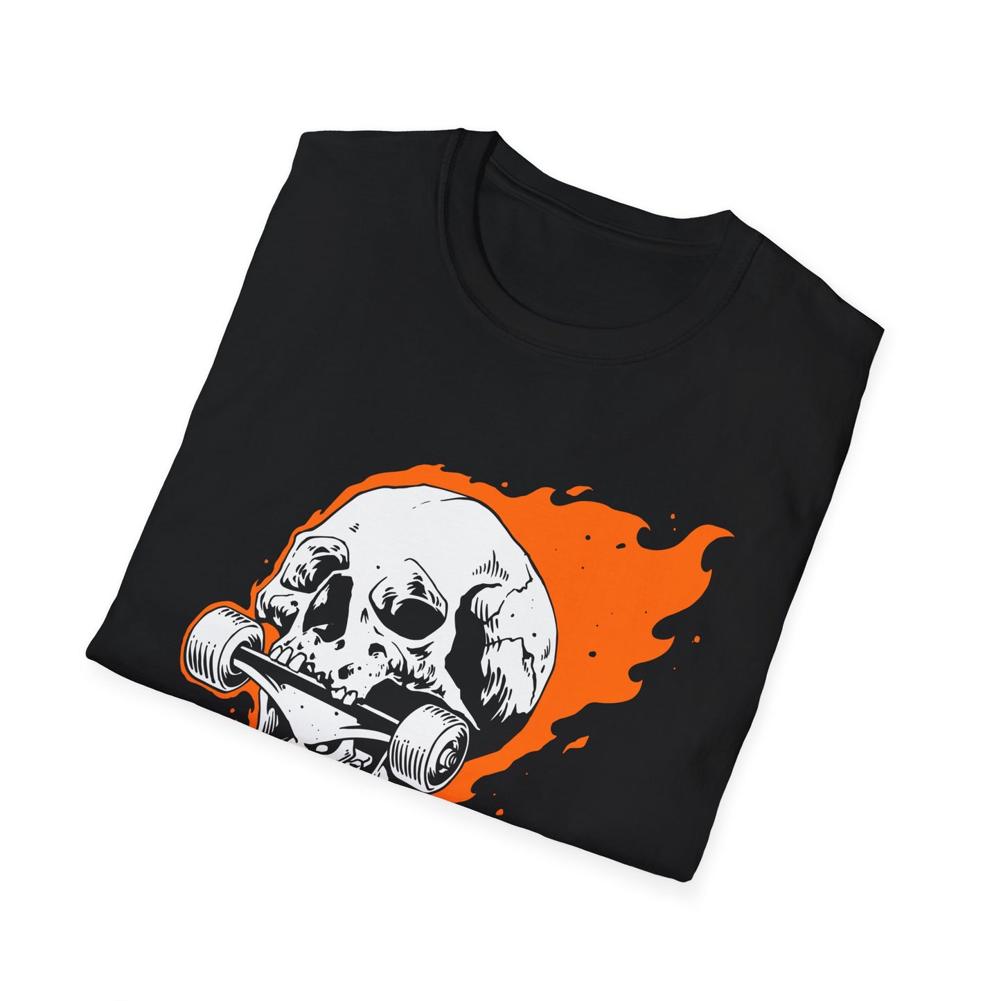 Epic Flaming Skull Skateboard T-Shirt – Rad Skater & Punk Rock Graphic Tee for Bold Street Style