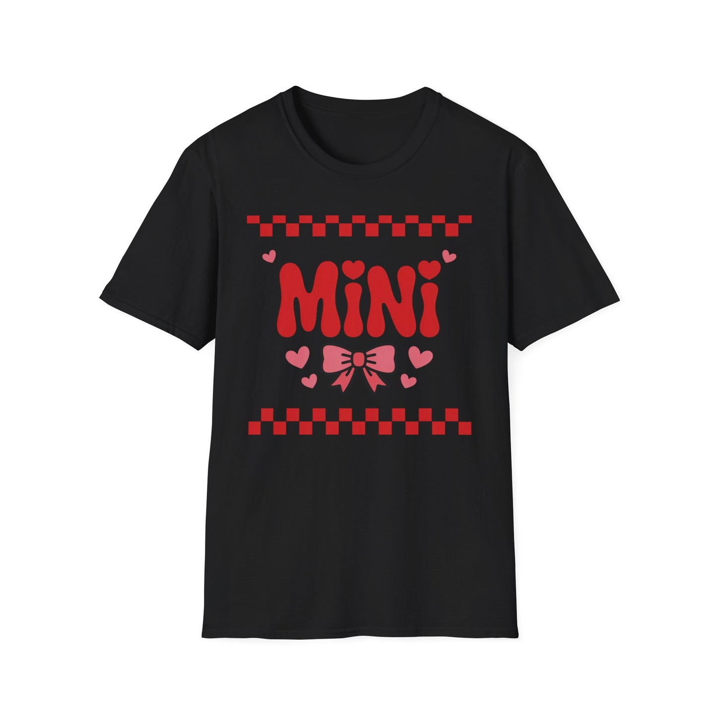 Adorable "MINI" Hearts & Bow T-Shirt | Trendy Checkered Design for Cute Girls & Sweethearts | Perfect Gift Tee