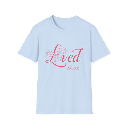 Inspiring 'Loved' John 3:16 Christian T-Shirt for Women - Beautiful Scripture Faith Tee Gift