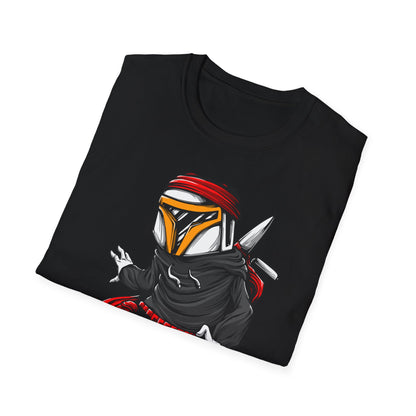 Epic Urban Mandalorian Graffiti Artist T-Shirt | Unique Sci-Fi Street Art Tee | Cool Bounty Hunter Fan Gift
