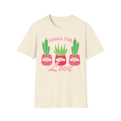 Adorable "Succa for Love" T-Shirt | Trendy Succulent & Cactus Tee with Leopard Hearts | Perfect Gift for Plant Lovers!