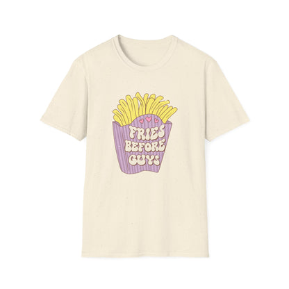 Hilarious "Fries Before Guys" T-Shirt | Trendy Retro Foodie Tee for Women, Bachelorette Parties & Best Friend Gifts