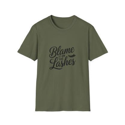 Sassy "Blame It On The Lashes" T-Shirt | Funny Eyelash Lover & Lash Tech Gift Tee | Trendy Beauty Graphic Top