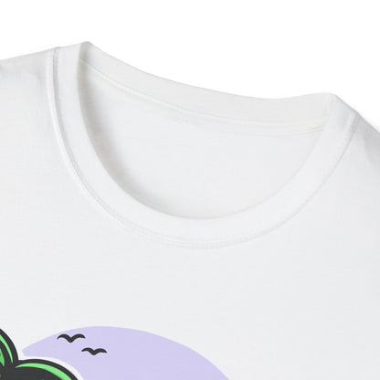 Vibrant Tropical Skull T-Shirt | Beach Sunset & Palm Tree Design | Unique Summer Vacation Tee | Cool Edgy Casual Wear