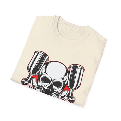 Bold Skull Gas Mask Spray Paint T-Shirt | Ultimate Airbrush Artist & Car Mechanic Gear Tee