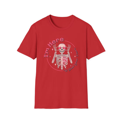 Charming Skeleton Love T-Shirt: "I'm Here To Steal Your Heart" Valentine's Day Graphic Tee – Unique Romantic Gift